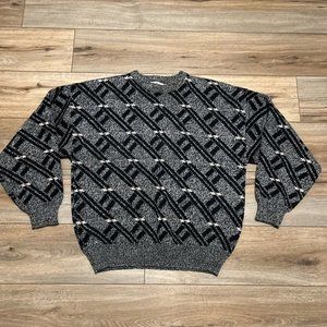Men's VTG Santana Geometric Knit Sweater SZ LARGE Multicolor Acrylic Grandpa